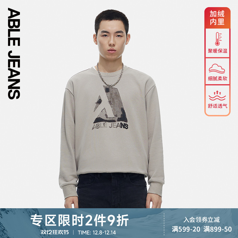 ABLEJEANS新款男士加绒卫衣