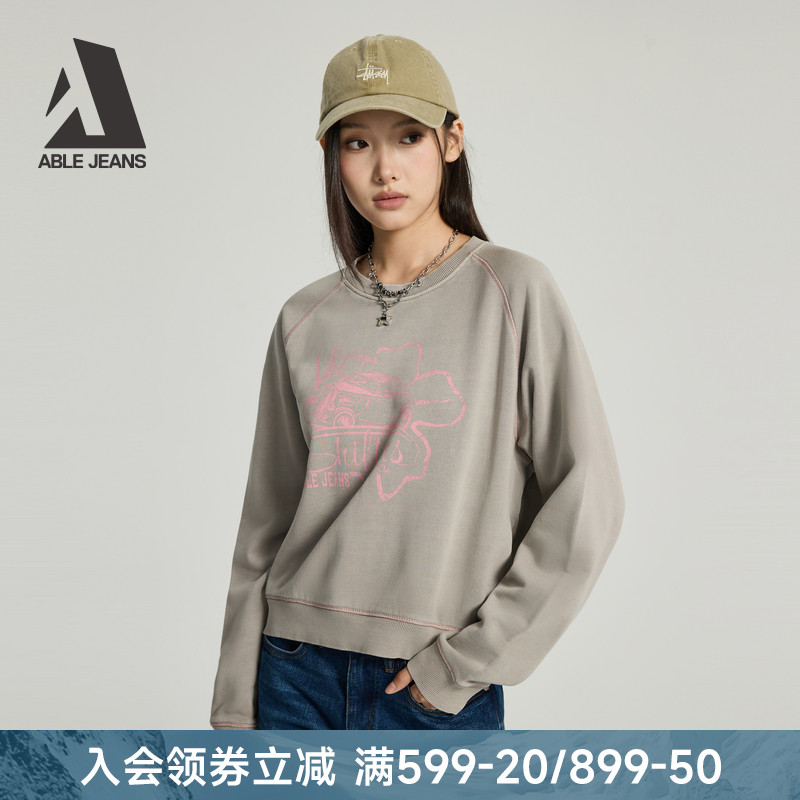ABLEJEANS新款女士圆领卫衣