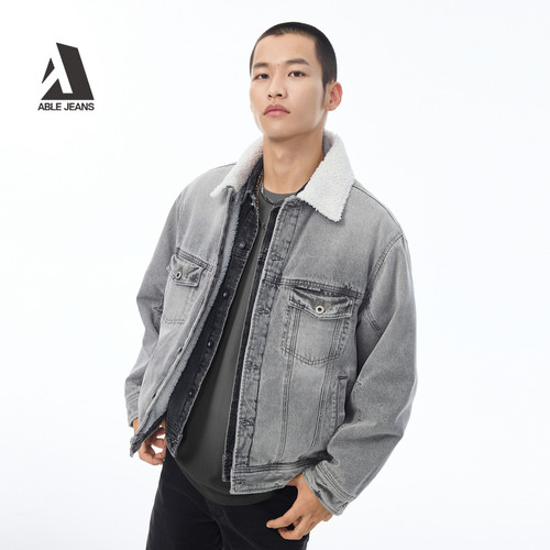 ABLEJEANS男士秋冬牛仔棉服外套
