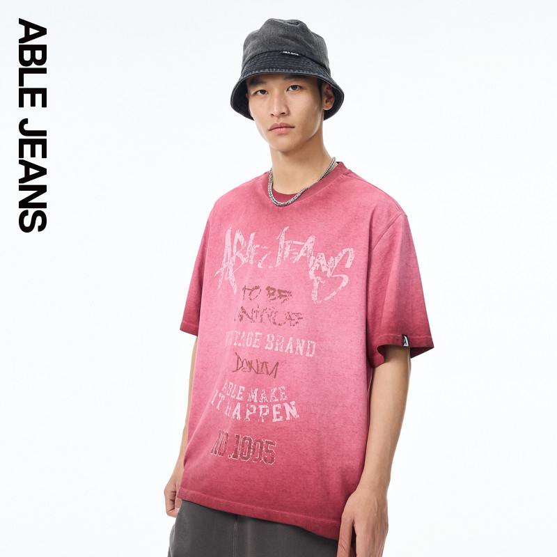ABLE JEANS 男士涂鸦摇滚水洗短袖T恤881274,男装,T恤,淘宝优惠券,粉丝福利购,淘宝优惠卷