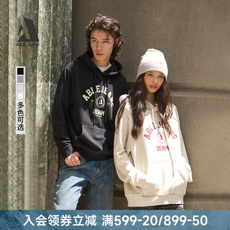 ABLEJEANS美式复古连帽卫衣