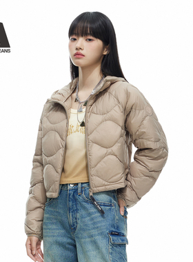 ABLE JEANS冬季新款女士舒适时尚超轻连帽轻薄羽绒服短款90鸭绒