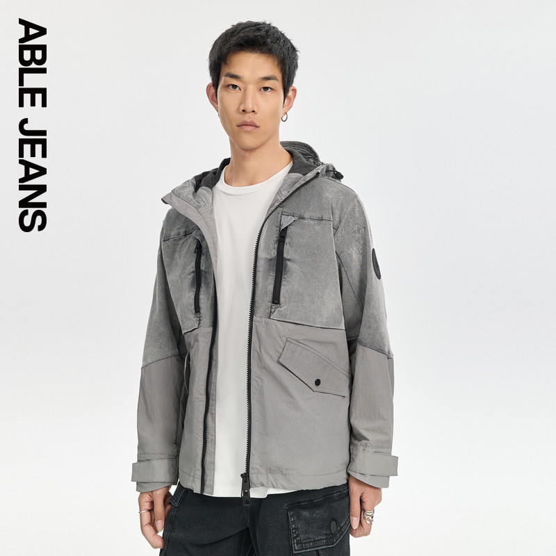 ABLE JEANS 春秋款男士城市机能徒行科技感休闲工装夹克连帽外套,男装,牛仔外套,淘宝优惠券,粉丝福利购,淘宝优惠卷