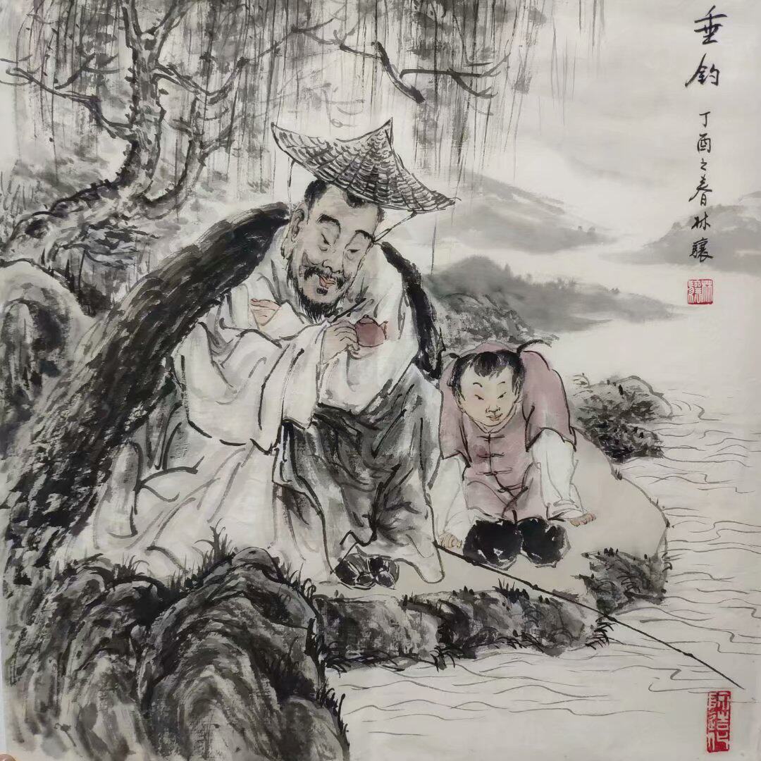 九牧墨轩字画国画人物画三尺斗方渔樵耕读一套名家真迹美协会员画