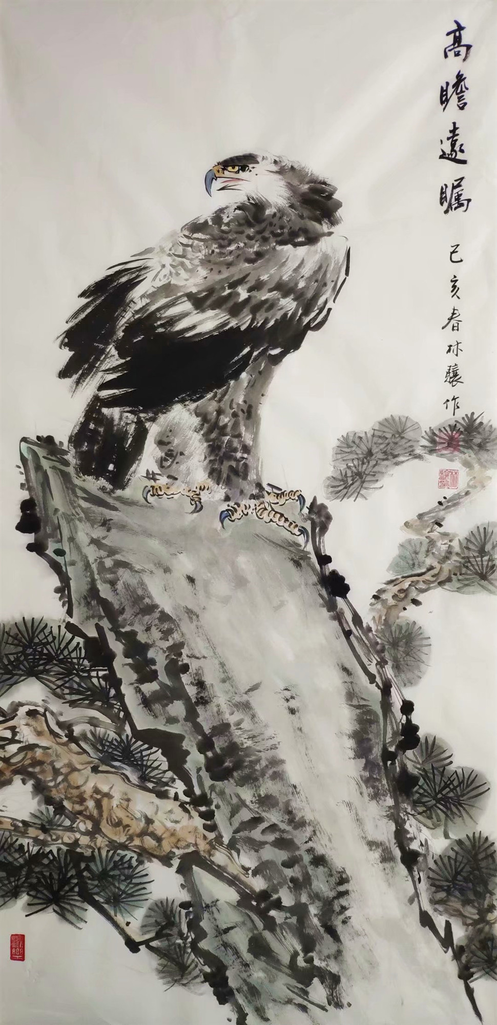 九牧墨轩字画国画花鸟画名家真迹雄鹰图大鹏展翅纯手绘四尺装饰画