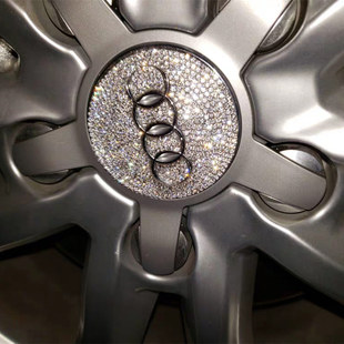 适用于奥迪TTA1A3A4A5A6SA7A8LQ1Q2Q3Q5Q7轮毂车标改装 饰车贴钻石