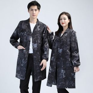 大褂工作服男女迷彩大褂新款 蓝大褂单层透气防尘服罩衣围裙可印字