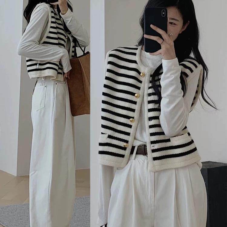 小香风马甲外套女春秋新款大码洋气别致气质条纹毛衣针织开衫背心,女装/女士精品,马夹,淘宝优惠券,粉丝福利购,淘宝优惠卷
