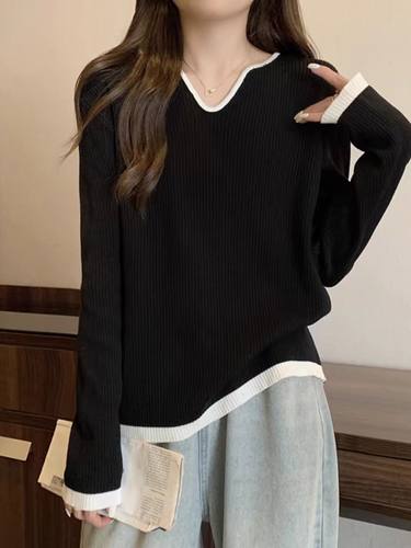 V领打底衫大码胖妹妹针织衫