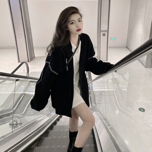 针织衫 减龄宽松长袖 胖妹妹炸街盐系赫本风毛衣外套女秋冬新款 大码