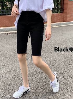 高腰牛仔短裤女2026春夏韩版大码胖mm外穿直筒中裤显瘦骑行五分裤