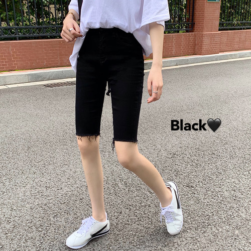 高腰牛仔短裤女2026春夏韩版大码胖mm外穿直筒中裤显瘦骑行五分裤
