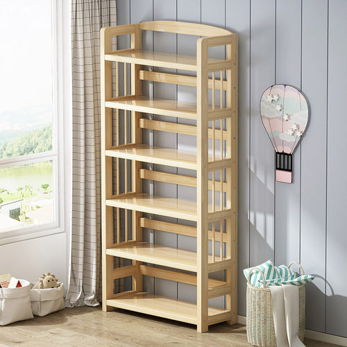 实木书架落地置物架书柜一体靠墙儿童学生家用桌面简易立架书架子