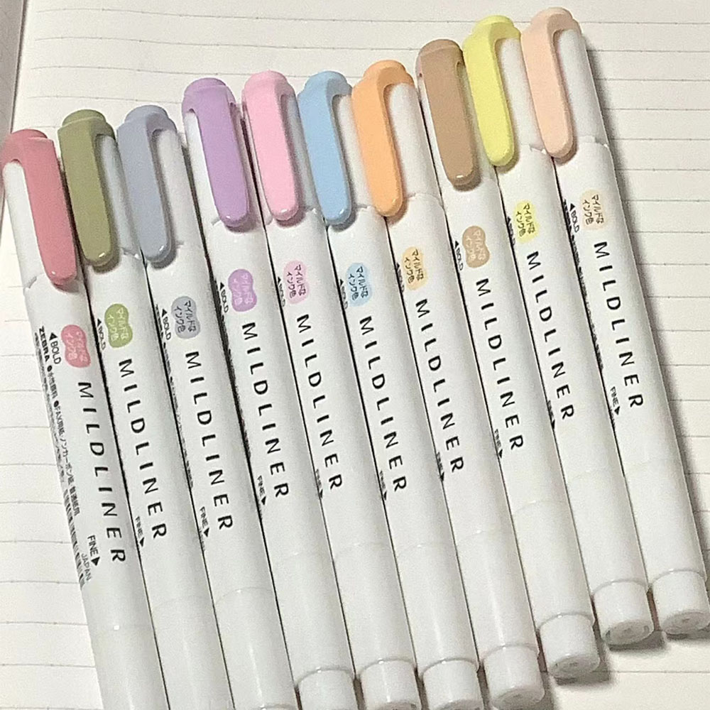 斑马荧光笔WKT7新色盐系NTC双头