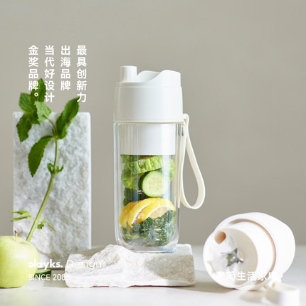 olayks立时榨汁杯便携式双层保冷榨汁机可碎冰无线小型玻璃果汁机