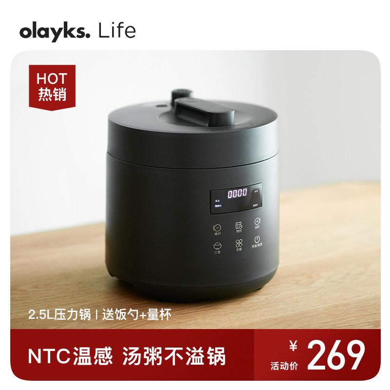 olayks出口原款电压力锅家用智能2.5L小型迷你高压锅饭煲1-2-3人4