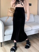 高腰显瘦百搭包臀裙中长款 金丝绒半身裙女欧货2025冬季 新款 鱼尾裙