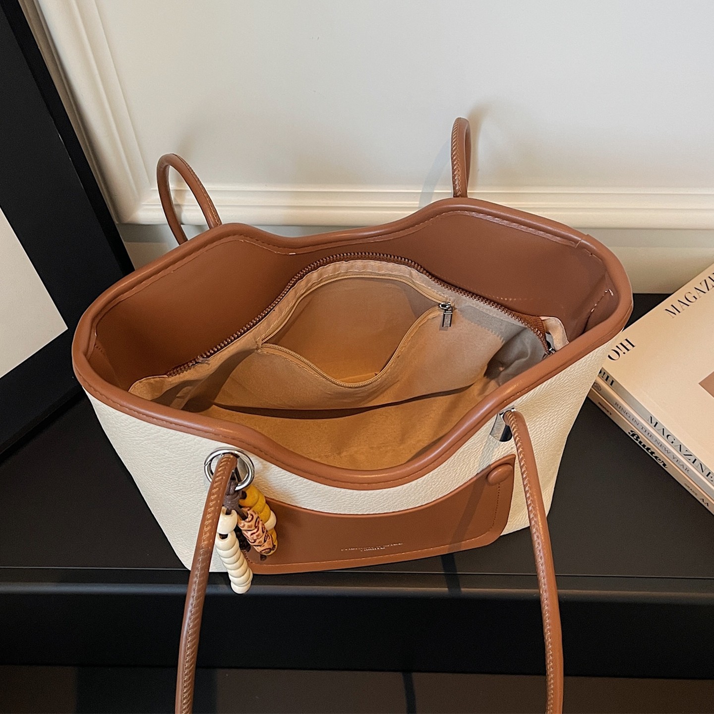 【有拉链暗袋】小众撞色大容量托特包上班通勤包2026新款潮百搭,箱包皮具/热销女包/男包,托特包,淘宝优惠券,粉丝福利购,淘宝优惠卷