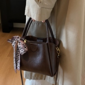 多隔层复古美拉德丝巾手提斜挎包2025新款 潮百搭简约小包包女款