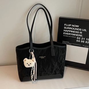 【有拉链夹层】简约大容量纹理上班通勤包大包2025新款百搭托特包