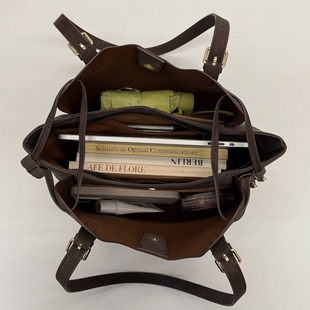 高级感多隔层美拉德大容量托特包上班通勤包2025新款潮百搭单肩包