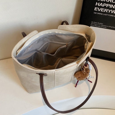 【有拉链贴袋】复古大容量通勤包