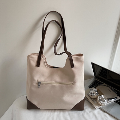 【背部有拉链袋】简约托特包