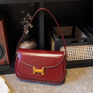 小包包女款 高级感红色质感腋下斜挎两用包2025新款 潮百搭时尚