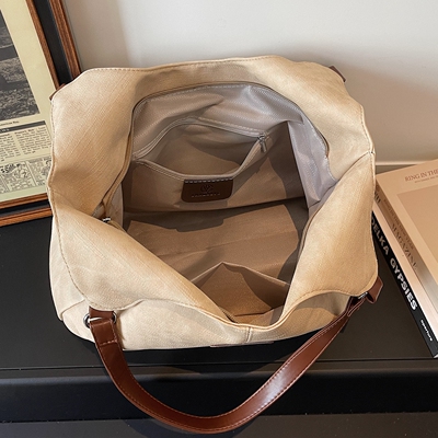 【有拉链暗袋】大容量褶皱托特包