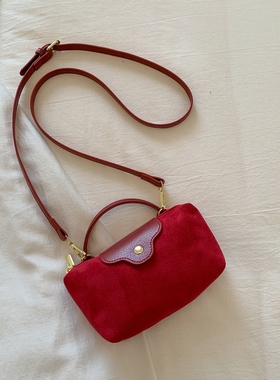 ins小众洋气红色手拎斜挎包手机包女款2025新款潮百搭时尚小包包