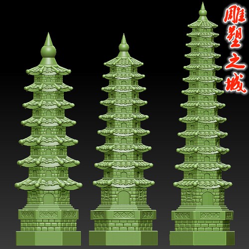 三维立体图3D打印雕刻图stl圆雕图   9135个文昌塔宝塔