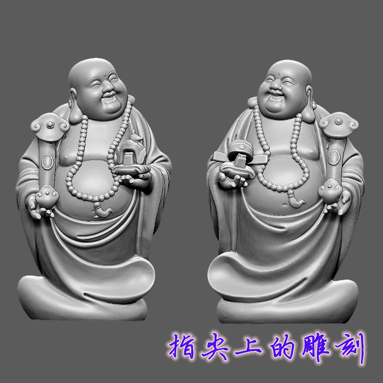 文官武官弥勒佛   圆雕图三维图STL雕刻素材3D打印立体图精雕