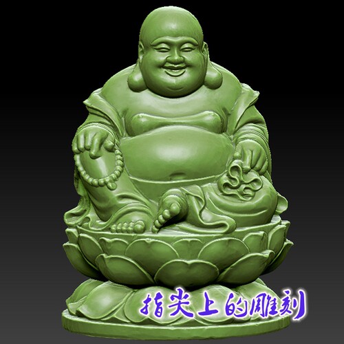 三维立体图3D打印雕刻图stl圆雕图   弥勒坐莲台