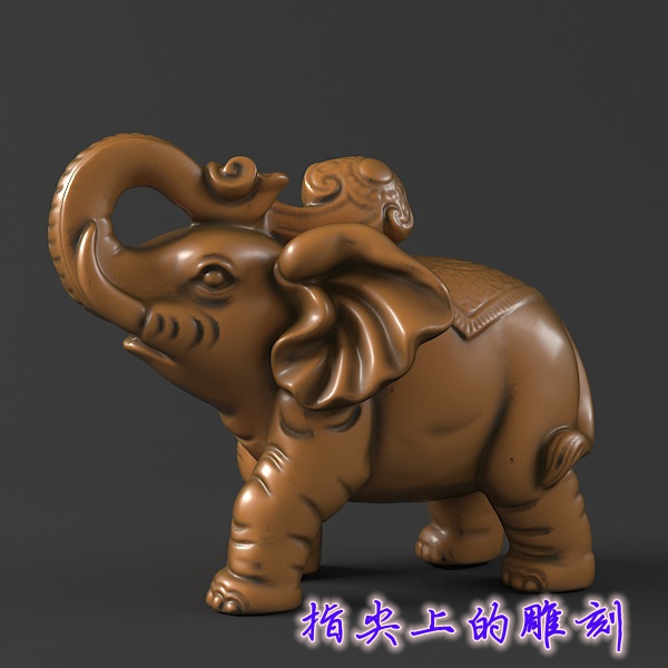 圆雕图三维图STL雕刻3D打印素材立体图精雕   大象雕塑 02