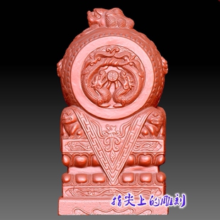 三维立体图精雕3D打印雕刻图stl圆雕图   草龙兽头门墩