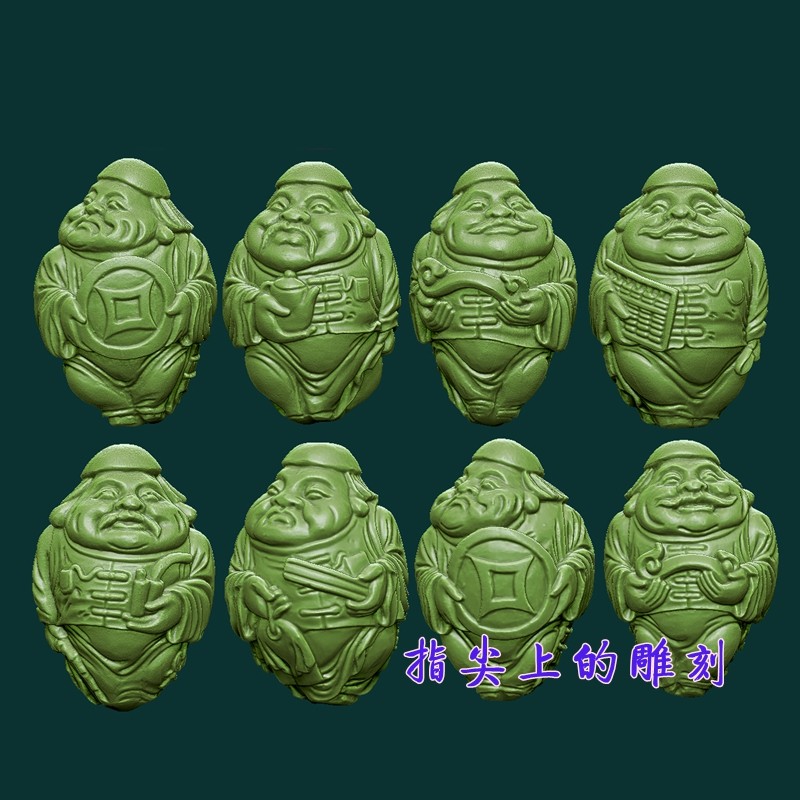 圆雕图三维图STL雕刻3D打印素材立体图精雕  地主财神核雕