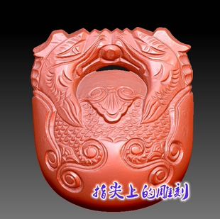 三维立体图精雕3D打印雕刻图stl圆雕图   龙纹木鱼