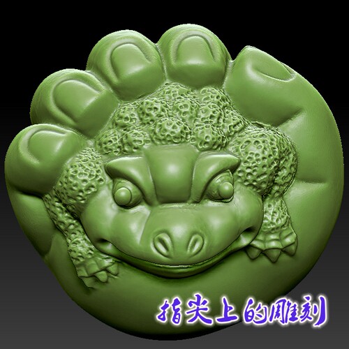 三维立体图精雕3D打印雕刻图stl圆雕图   9437手握金蟾蟾手把件