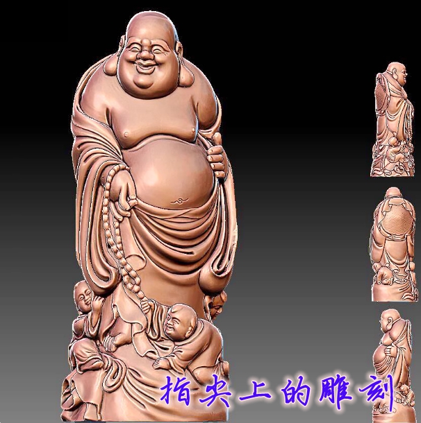 童戏弥勒佛   圆雕图三维图STL雕刻素材3D打印立体图精雕