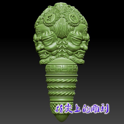 三维立体图3D打印雕刻图stl圆雕图   三头明王三通佛塔