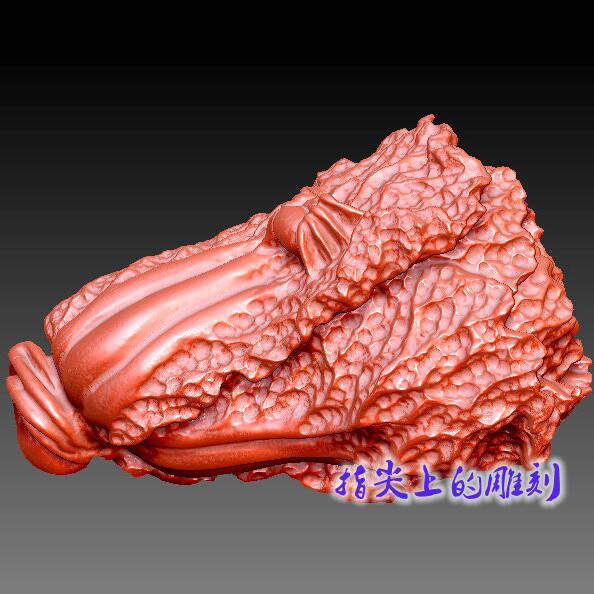 3D模型stl圆雕图三维立体立体蔬菜文件雕刻  白菜蜘蛛手把件