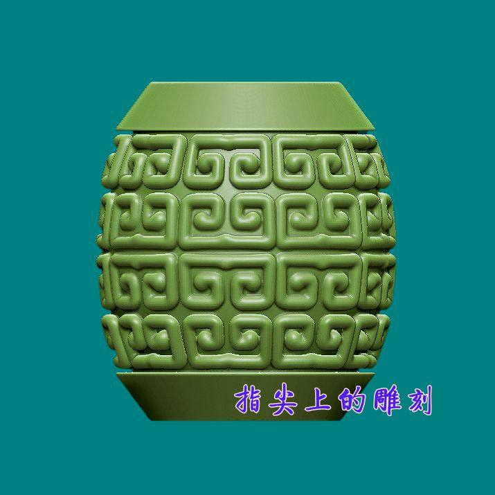圆雕图三维图STL雕刻3D打印素材立体图精雕  回纹筒珠1