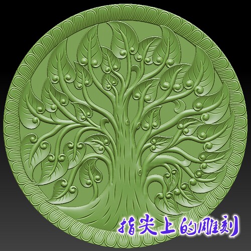 三维立体图3D打印雕刻图stl圆雕图   圆形招财树