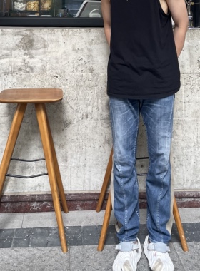 A Help原创拼接独立裁剪 纽扣设计小众微喇vibe风男款水洗牛仔裤