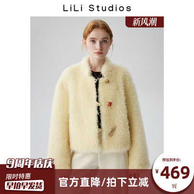 纯羊毛皮毛一体外套女羊羔毛皮草