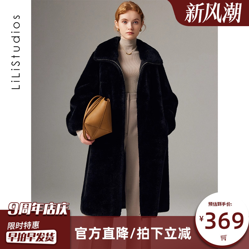 皮毛一体外套女中长款水貂绒皮草