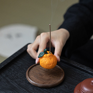 大吉大利橘子线香托盘香插底座香座香托点香座可爱香薰炉创意摆件