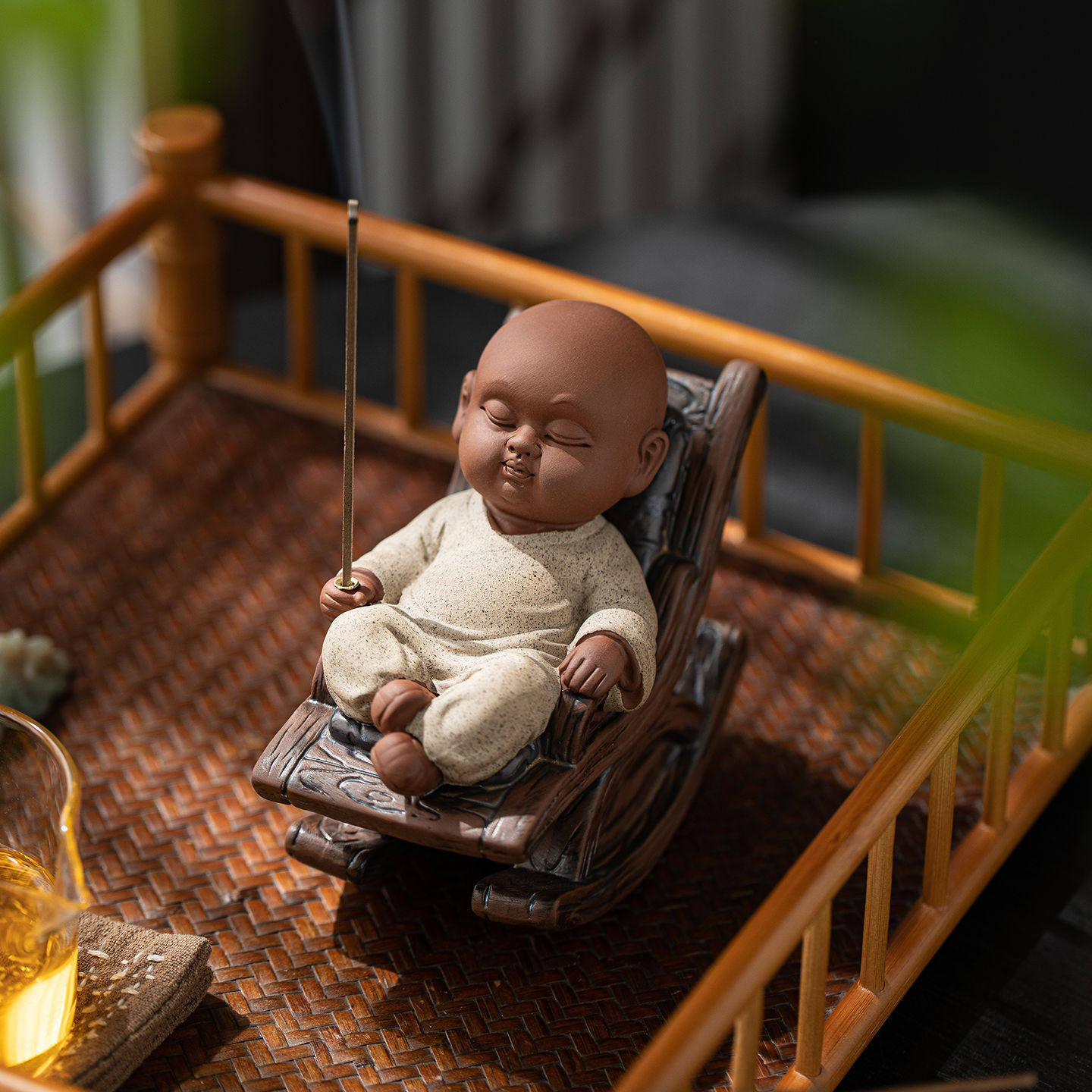 小和尚禅意线香底座香插托盘