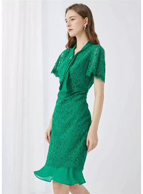 SF系列-淑女绿色蕾丝连衣裙显瘦优雅SF97