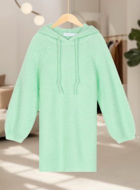 【MB】时尚潮流气质休闲宽松简约羊毛连帽针织衫 BJ610